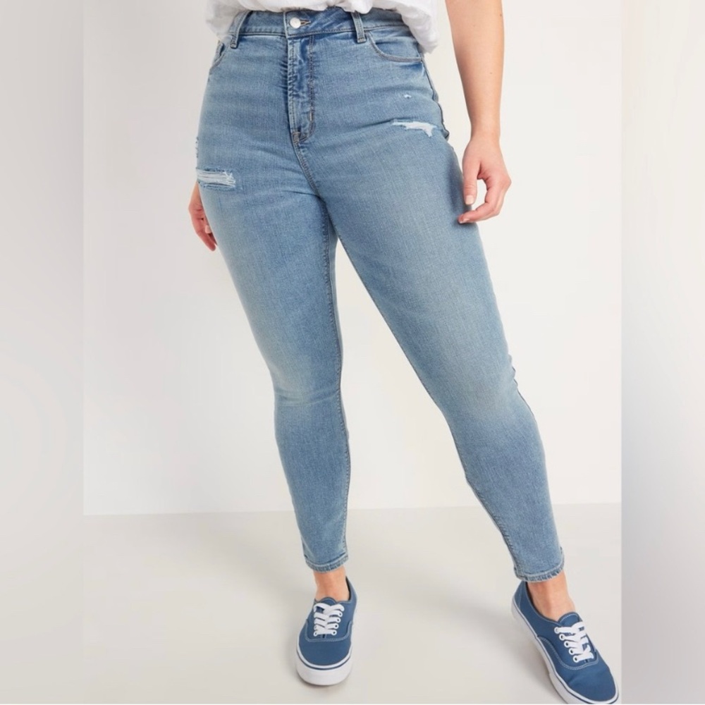 Old Navy Women's High-Waisted Rockstar Super Skinny Ripped Jeans Hana 14 Regular